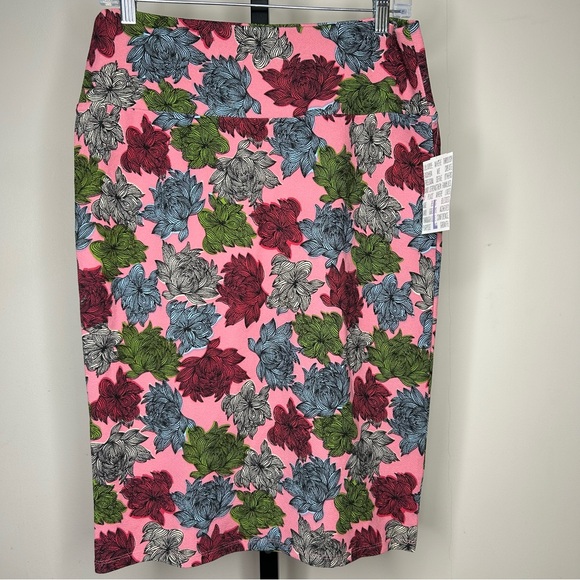 LuLaRoe Large(14-16) Cassie-Pink Red Pencil Skirt‎ Knee-Length Work NWT - Picture 1 of 2